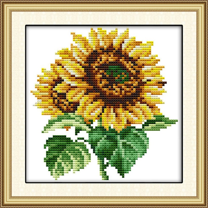 ITSTITCH Printed Cross Stitch Kits 11CT 9X9 inch 100% Cotton Holiday Gift DIY Embroidery Starter Kits Easy Patterns Embroidery for Girls Crafts DMC Stamped Cross-Stitch Supplies NeedleworkThe Sunflower - Image 1